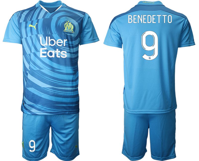 Men 2020-2021 club Olympique de Marseille away #9 blue Soccer Jerseys->barcelona jersey->Soccer Club Jersey
